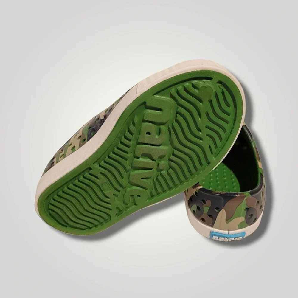 Native Jefferson Slip on Water Friendly Green Camouflage Sneakers Size C5